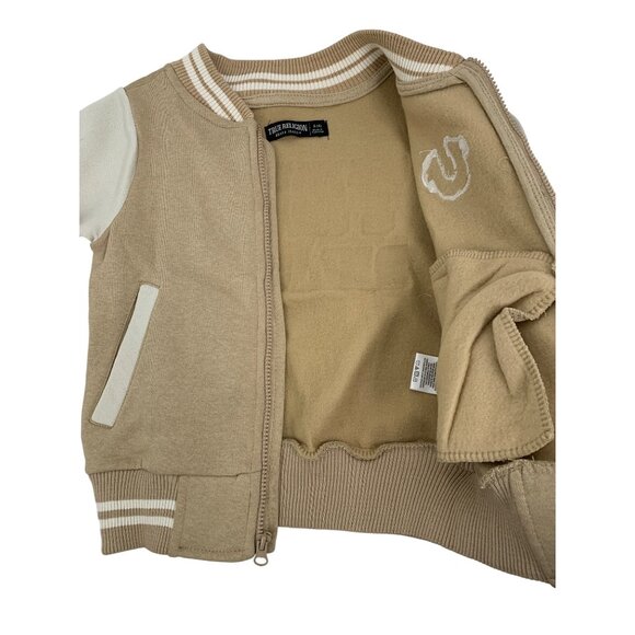 True Religion Kids Boys Tan Varsity Jacket Sweatshirt Size S 4 RGG10692 NWT - Picture 6 of 11